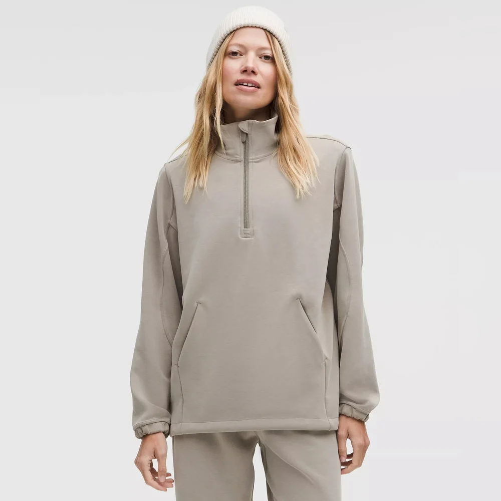 Lululemon Softstreme Half-Zip Long Warm Ash Grey Size Large - Picture 2 of 8